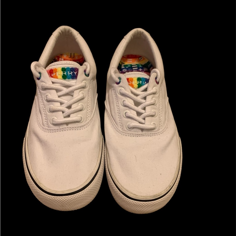 Sperry White Canvas Sneakers – Pride Edition – Men’s Size 8